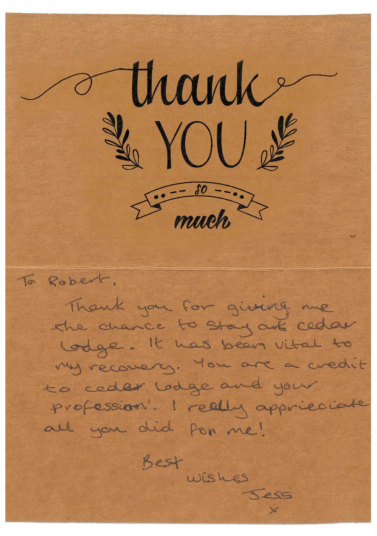 Thank You Note From A Former Resident - News & Events - Camino Healthcare